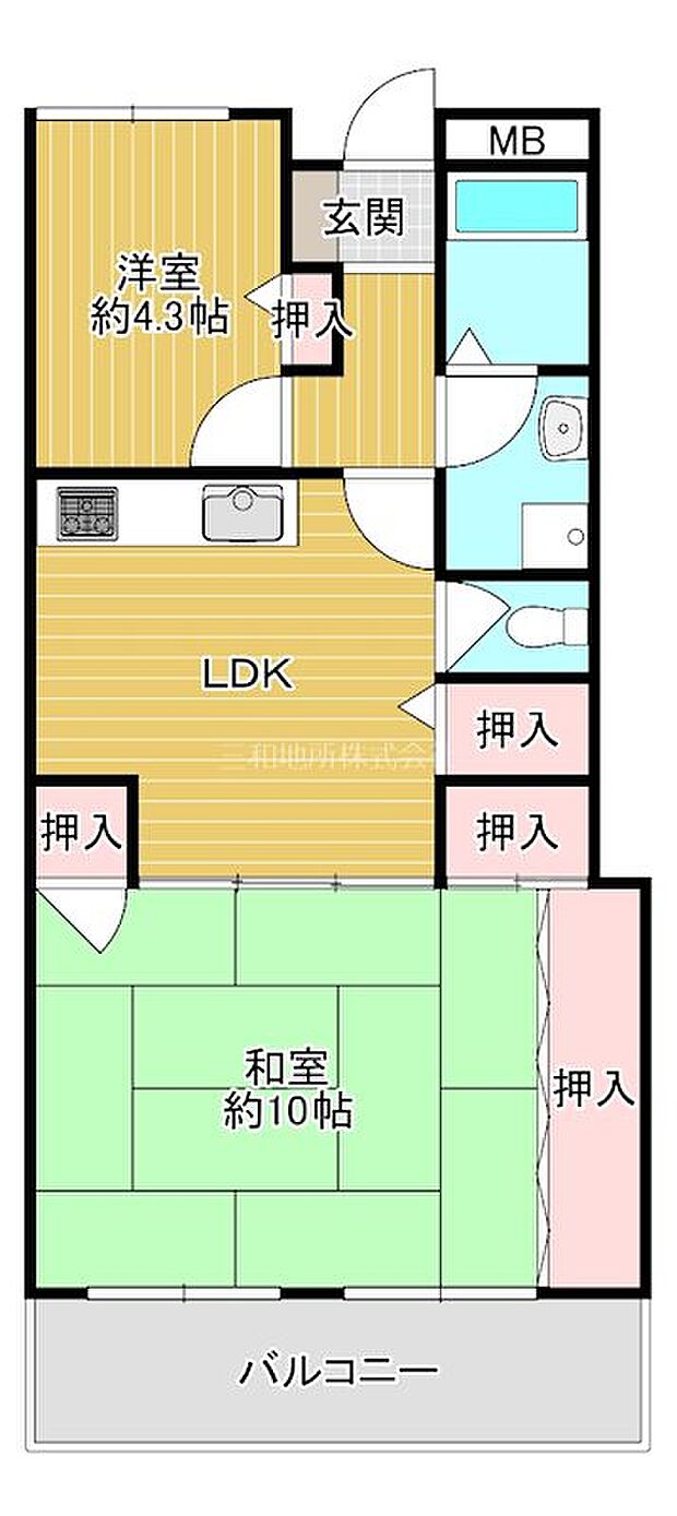 ロイヤルマンション新下関(2LDK) 2階の間取り図