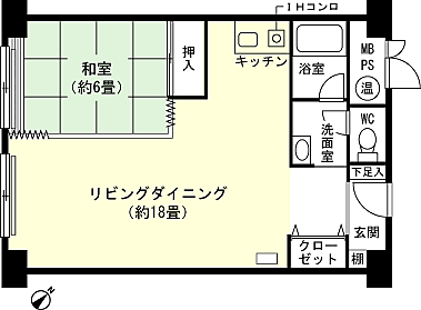 シャーレゆざわ(1LDK) 4階の間取り図