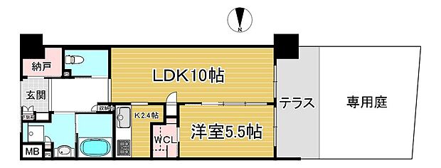 ウィズフィール京都山科(1LDK) 1階/107の間取り図