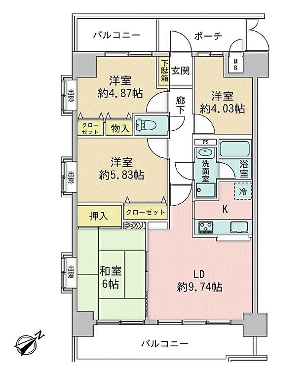 朝日パリオ狭山(4LDK) 10階の間取り図