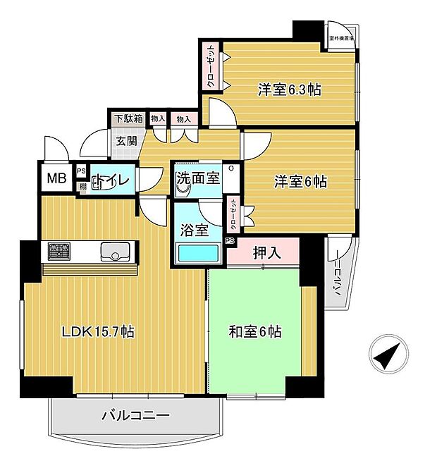 ＪＲ山陽本線 西広島駅まで 徒歩7分(3LDK) 2階の間取り図