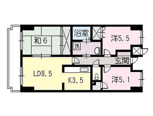サンヒルズCO-OPマンションA棟(3LDK) 8階/710の内観