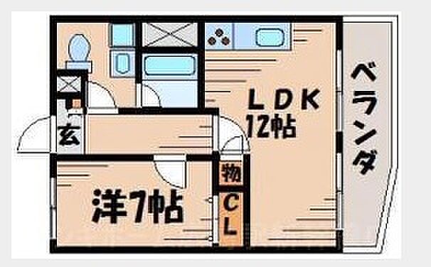牛田東バス停 徒歩1分(1LDK) 7階の間取り図