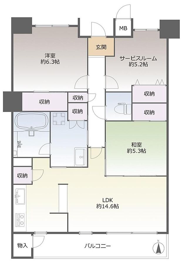 ディナスティ東大阪アテンシアシティ(2SLDK) 2階/207の間取り図