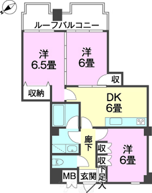 ライオンズマンション久茂地(3DK) 5階/5Fの間取り図