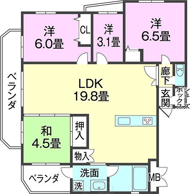 エスペランサ豊見城上田(4LDK) 6階/603の間取り図