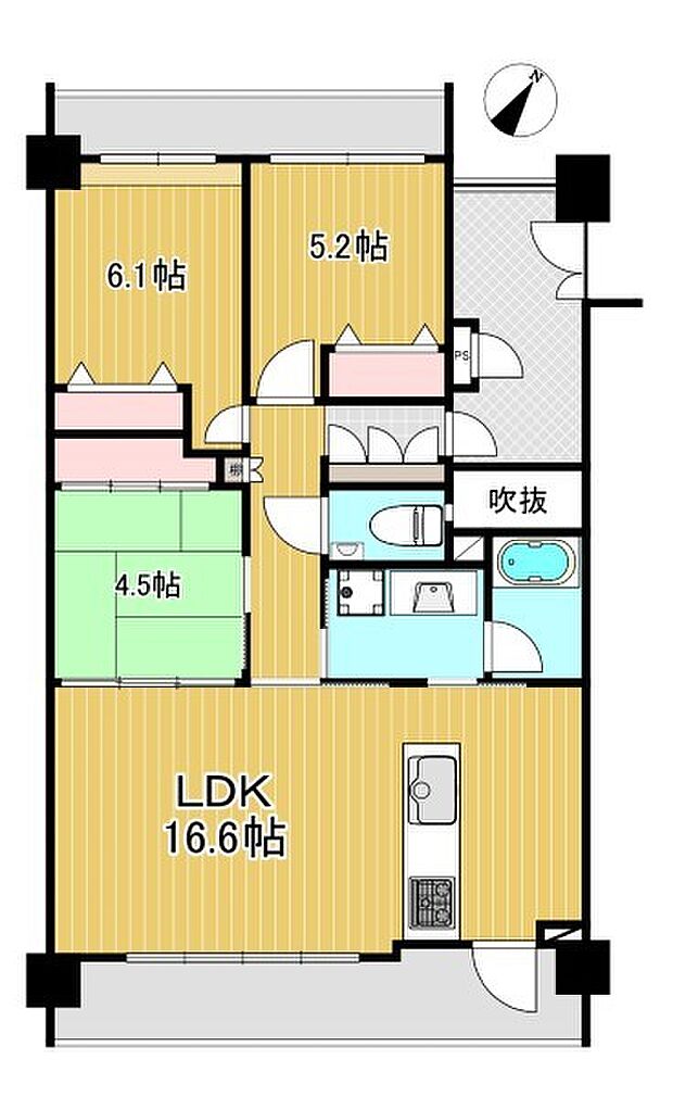 真志喜中学校前バス停 徒歩3分(3LDK) 5階の内観