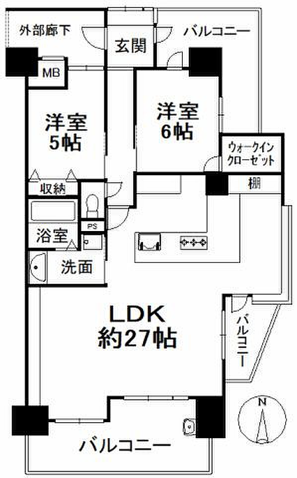 ロイヤルガーデンシティ高砂(2LDK) 15階の間取り図