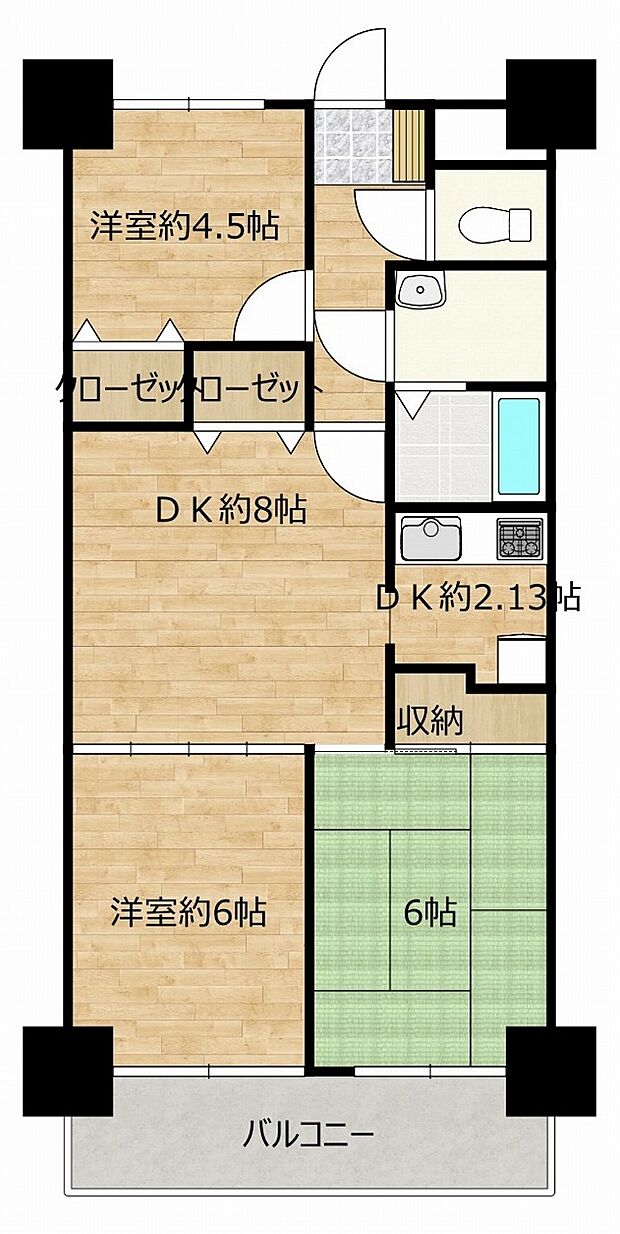 ライオンズマンション新居浜徳常町(3DK) 7階の内観