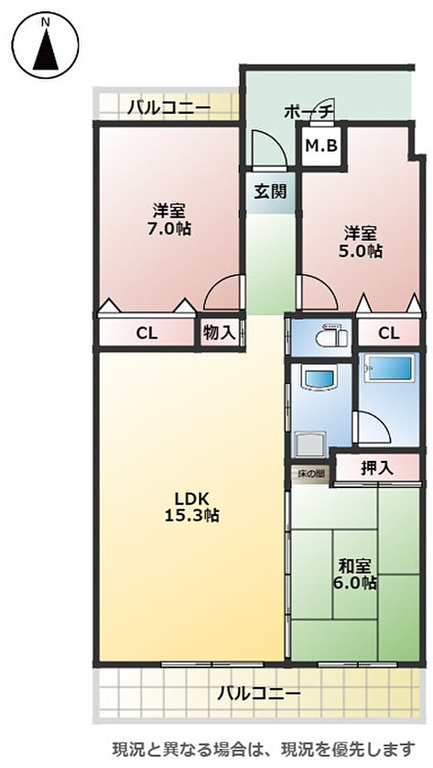 ダイアパレス大川筋 301号室(3LDK) 3階の間取り図