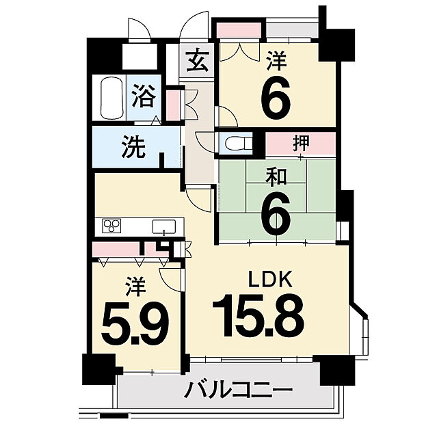 ポレスター潮新町(3LDK) 2階の間取り図
