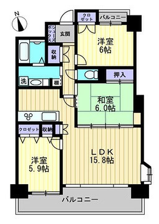 ポレスター潮新町(3LDK) 2階の間取り図