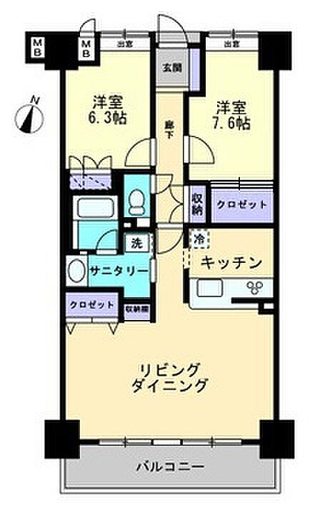 アルファステイツ梅ノ辻(2LDK) 10階の間取り図