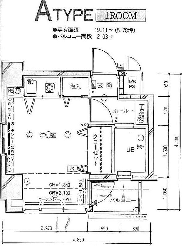 ダイアパレス中央町(1R) 2階の間取り図
