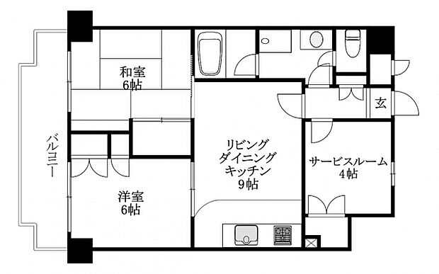 ライオンズマンション三番町(2SLDK) 4階の間取り図