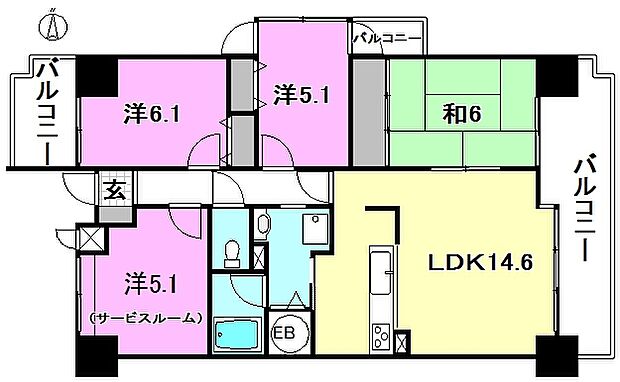ネオハイツ姫原(3SLDK) 3階の間取り図