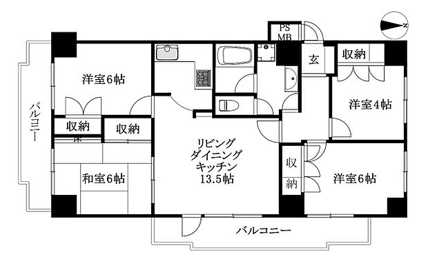 ライオンズマンション三番町(2SLDK) 3階の間取り図