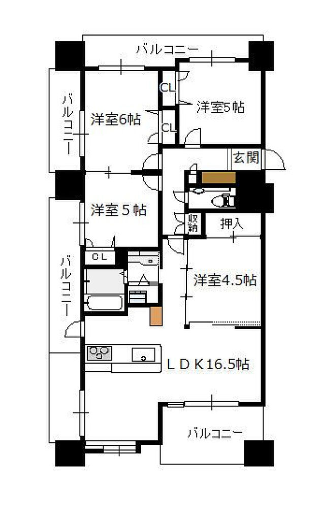 JGMヴェルデ錦本町壱番館(4LDK) 2階/201号の間取り図