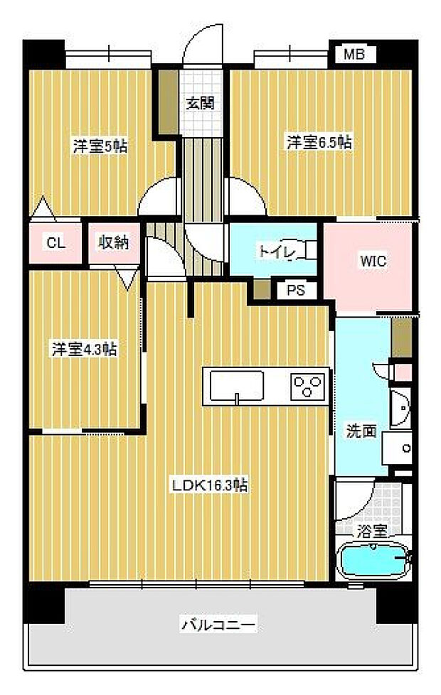 レクシア宮崎駅プレジア(3LDK) 8階/803号室の間取り図