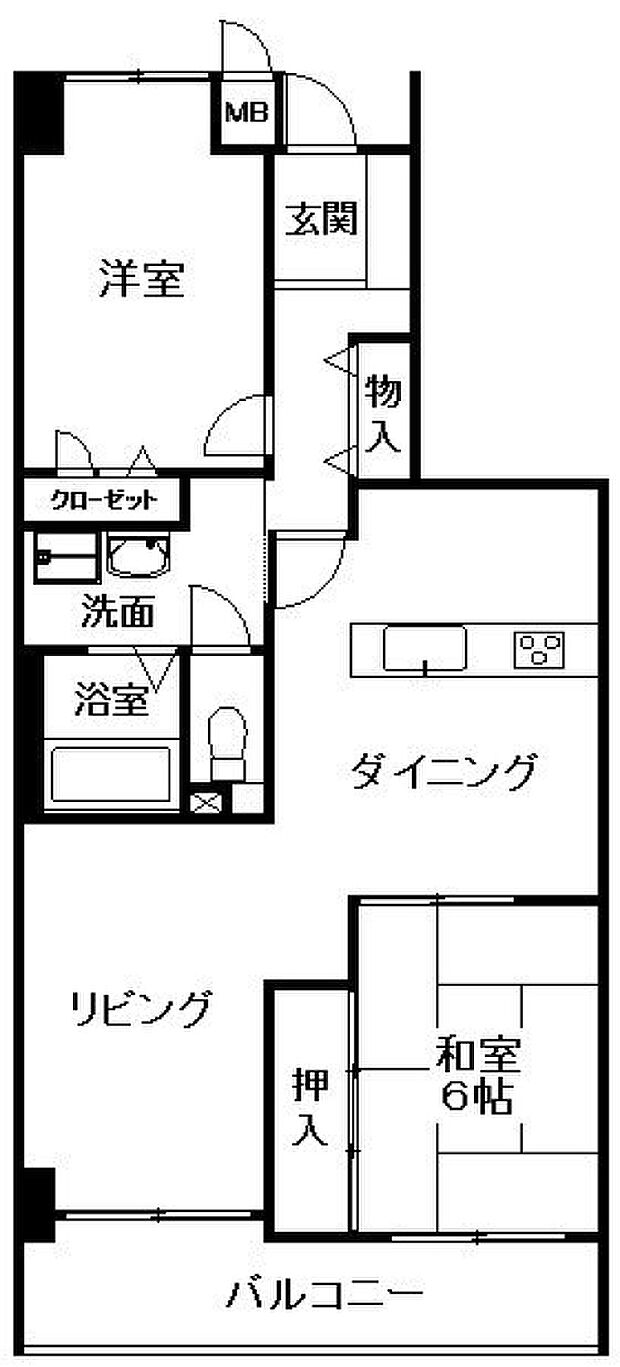 サーパス中津瀬(2LDK) 7階/7階部分の間取り図