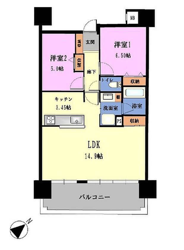 ミルコマンション高原サンライズビュー(2LDK) 2階/205の間取り図