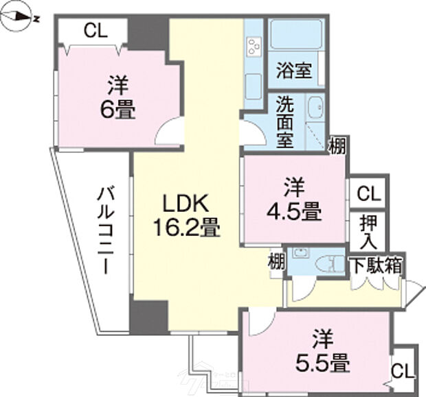 コンフォート宜野湾スカイビュー(3LDK) 4階/403の間取り図
