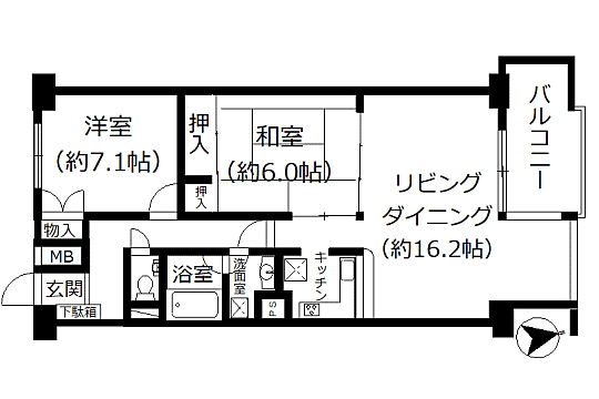 ＪＲ東海道本線 熱海駅まで 徒歩30分(2LDK) 5階の間取り図