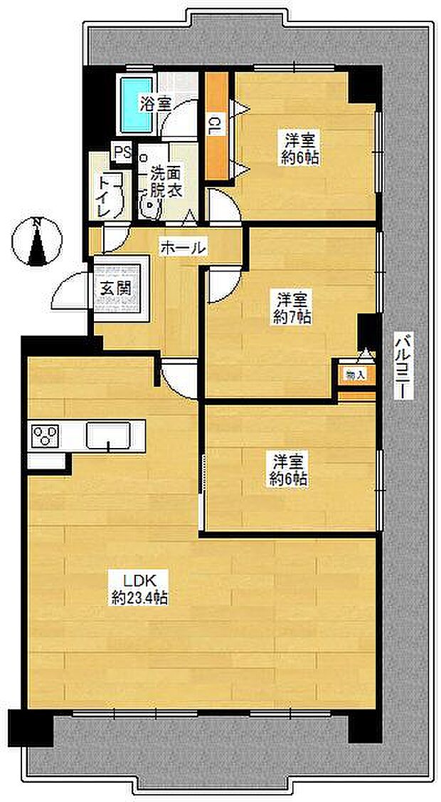 ユニライフ浜松(3LDK) 4階/407の間取り図