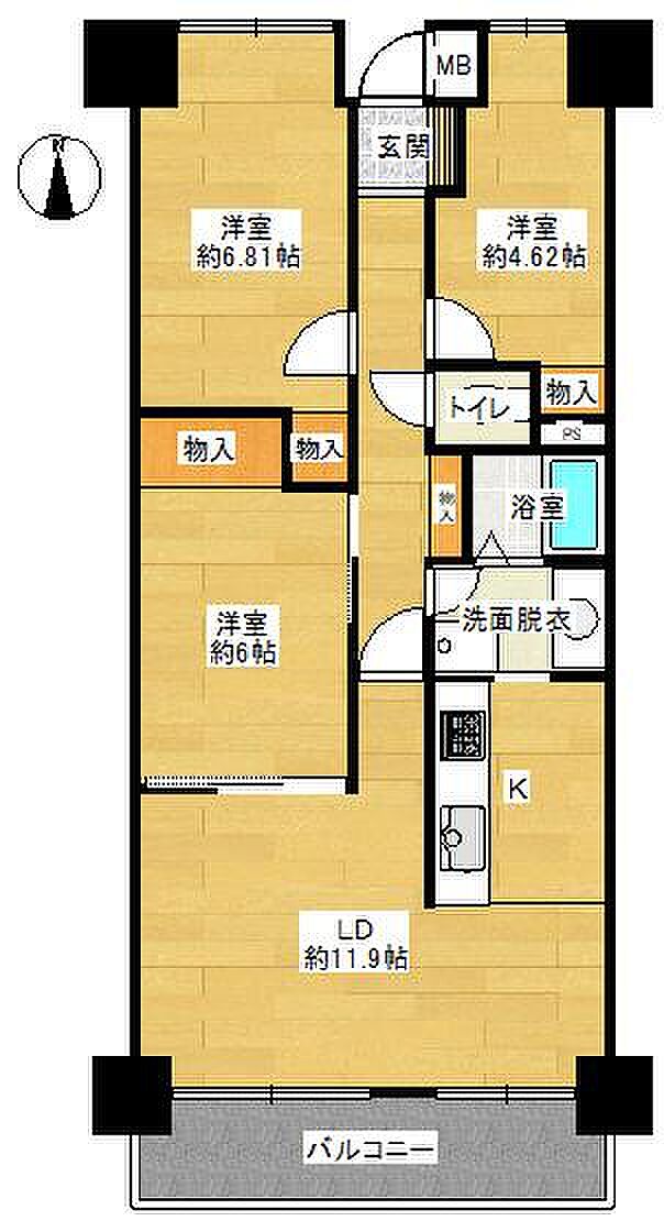 成子坂壱番街(3LDK) 12階/1202の間取り図