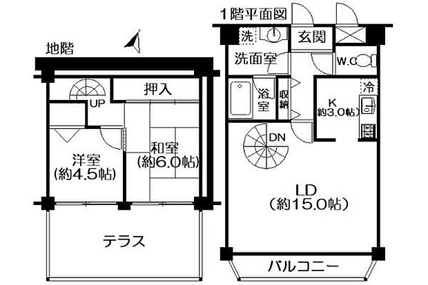 ライオンズマンション熱海伊豆山(2LDK) 1階/1XXの間取り図