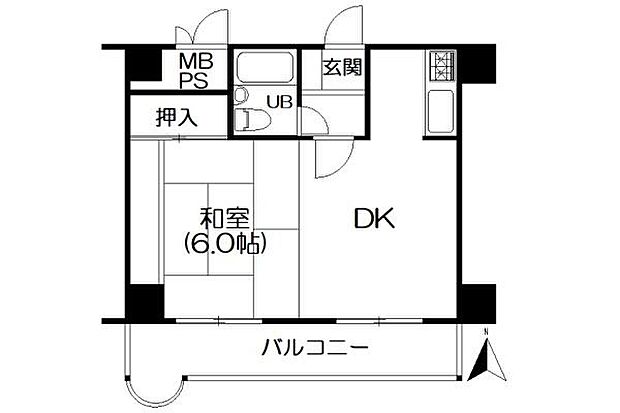 熱海ハウス(1DK) 6階/610の間取り図