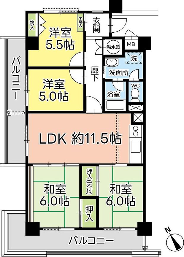 ハイコーポ池田山(4LDK) 2階/A201の間取り図