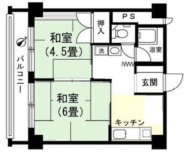 ＪＲ伊東線 伊東駅まで 徒歩29分(2DK) 4階の間取り図