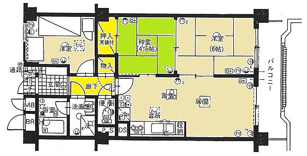 エターナル八幡(3LDK) 4階/406の間取り図