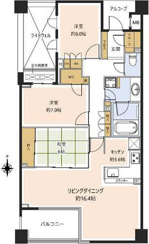 グランスイート横濱山手(3LDK) 7階の間取り図