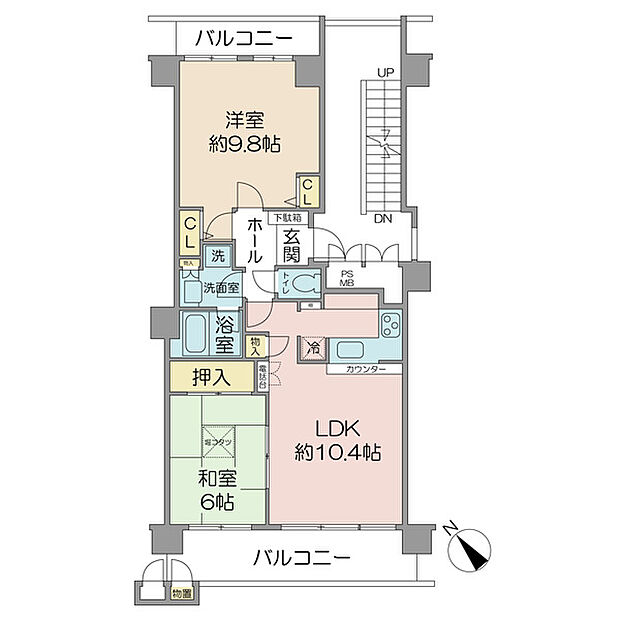 廊下部分が少ないため、専有面積以上にゆとりある間取りを体感できます。