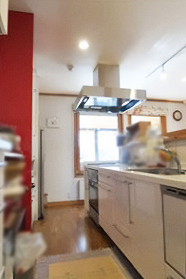 システムキッチンにはビルトインオーブンと食洗器があります。 写真正面はサンルーム。