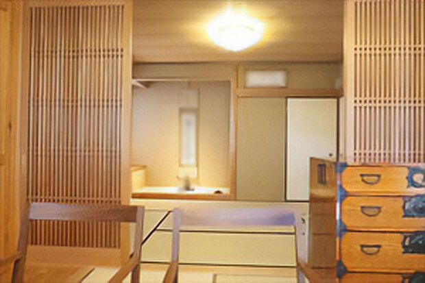 室内（2023年11月）撮影 リビングルームのウッドデッキ側から撮った和室、お茶室になっております。