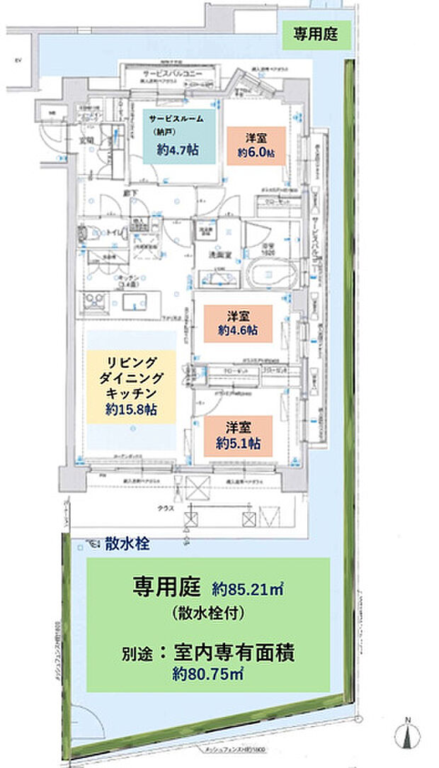 ミオカステーロ新川崎(3SLDK) 1階の間取り図
