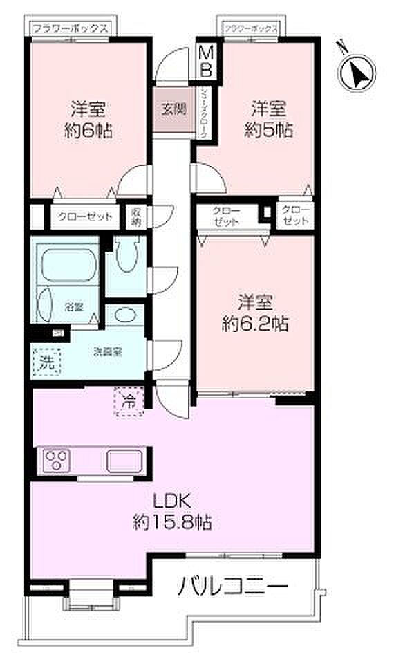 チュリスガーデン湘南野比ウエスト2番館(3LDK) 1階の間取り図