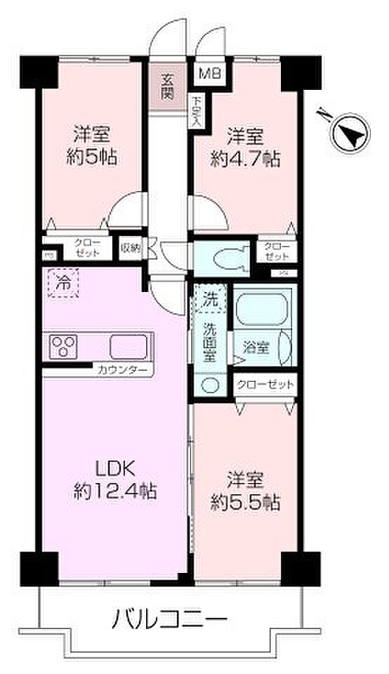 久里浜ペリー公園スカイマンション(3LDK) 2階/206の間取り図