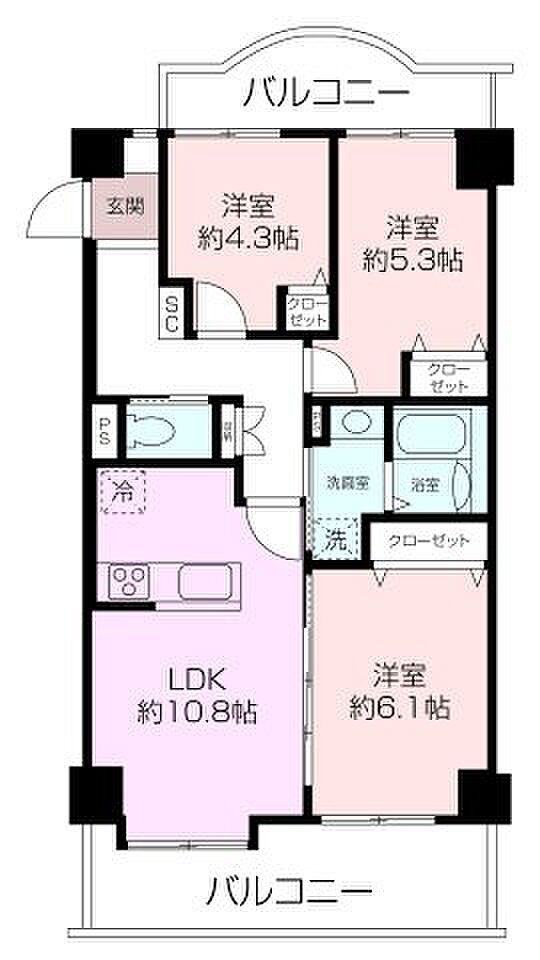 ライオンズマンション横須賀マリンステージ(3LDK) 5階/503の間取り図