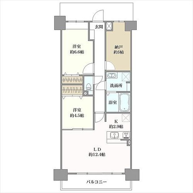 ネオハイツ鎌ケ谷弐番館(2SLDK) 6階の間取り図