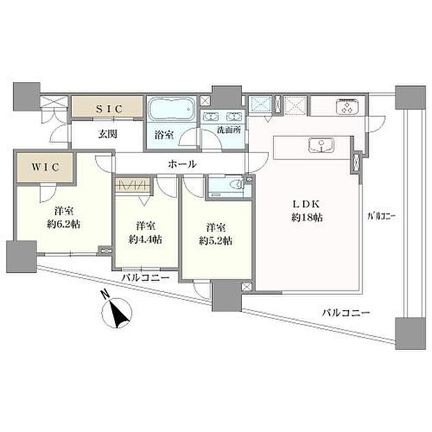 Ｔｈｅ目黒桜レジデンス(3LDK) 12階の間取り図