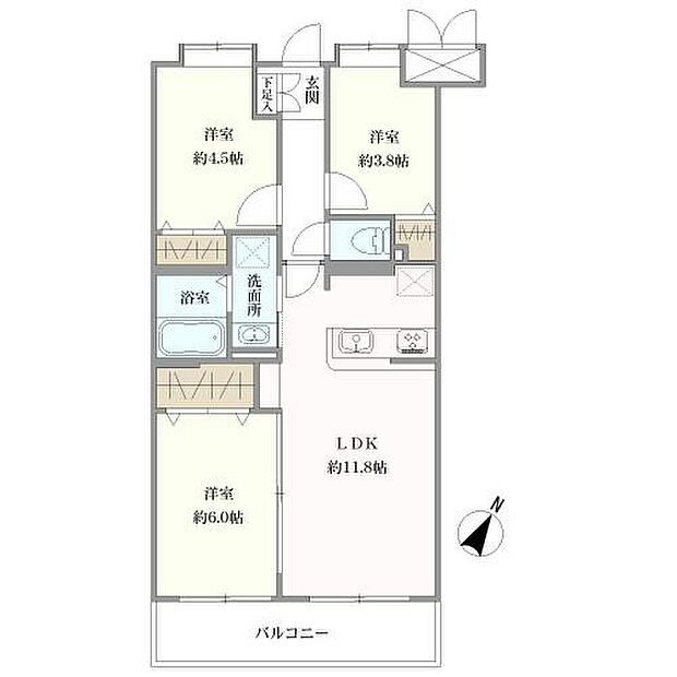 ロイヤルステージ新所沢(3LDK) 3階の間取り図
