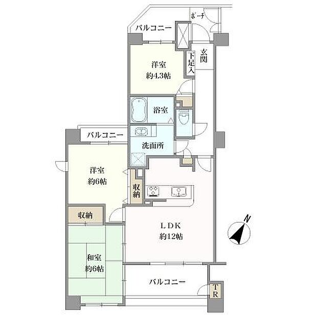 ネオステージ大宮(3LDK) 5階の間取り図