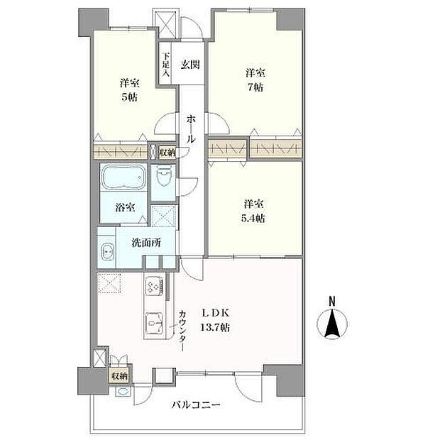 セレッソコートＯＳＡＫＡステーションランド(3LDK) 13階の間取り図