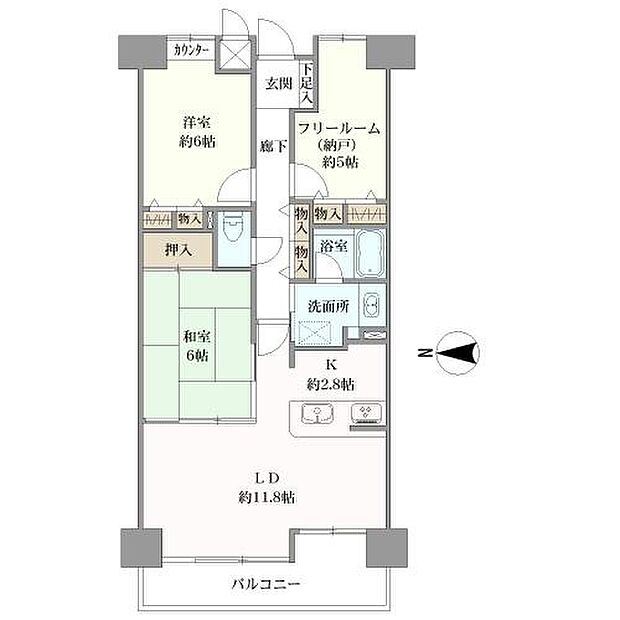 ファミールハイツなかもず(2SLDK) 14階の間取り図