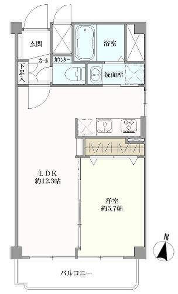 中銀若林マンシオン(1LDK) 9階の間取り図