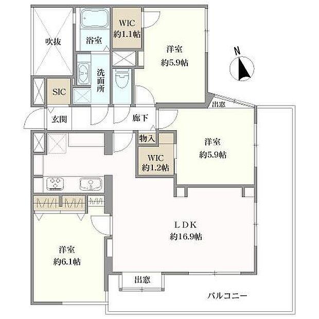 東戸塚ガーデニアイーストヒルズ(3LDK) 4階の間取り図